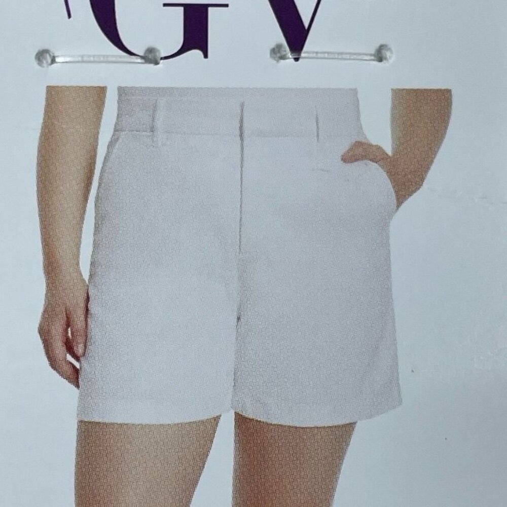 💥 Gloria Vanderbilt Womens White Mid Rise Chino Shorts Size 16 Stretch d0917